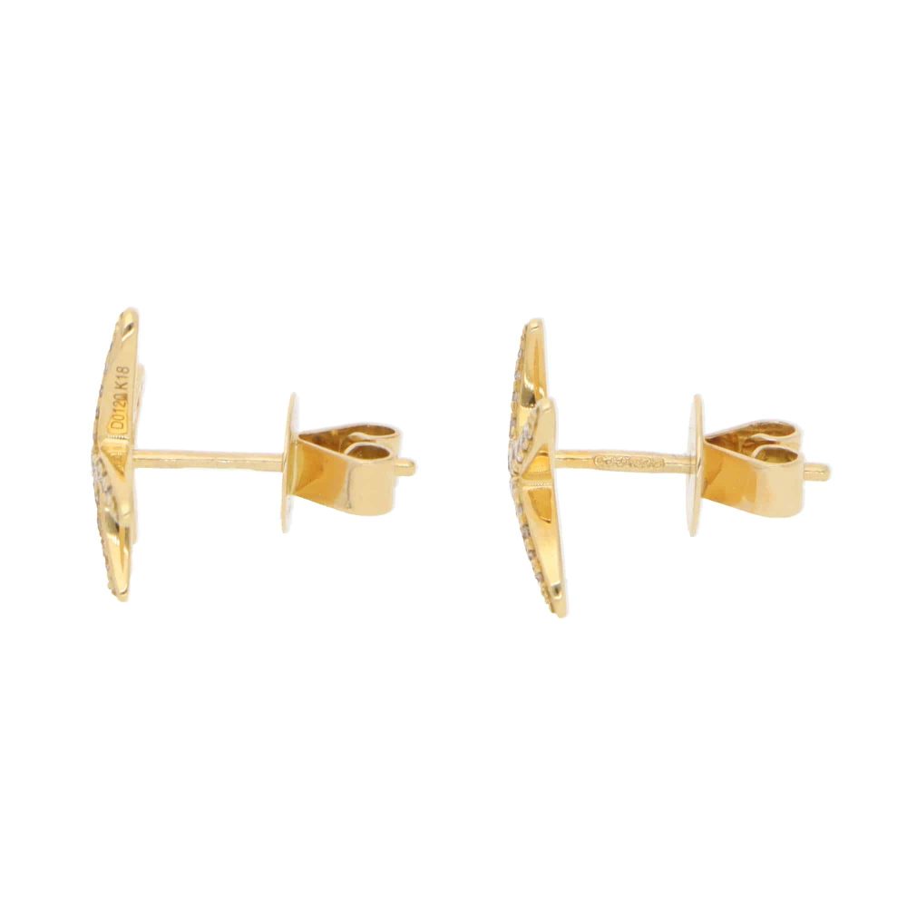 Modern Diamond Starfish Stud Earrings in Yellow Gold