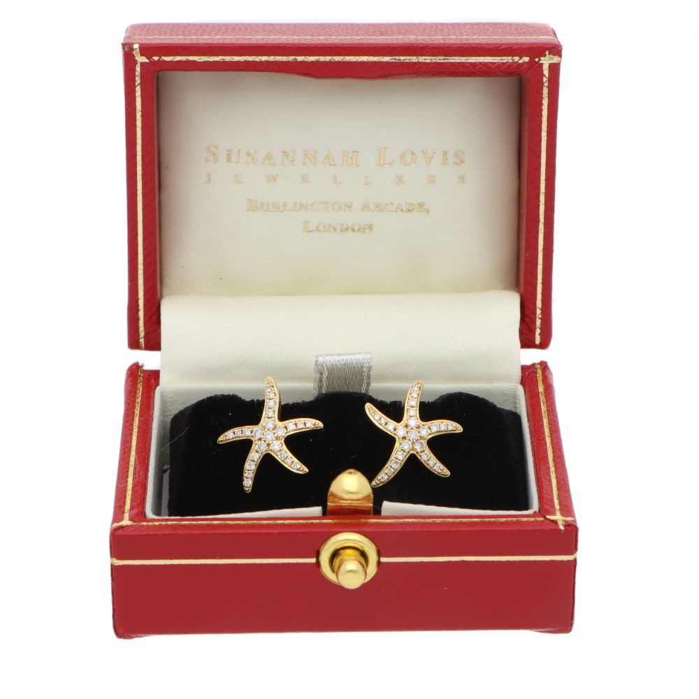 Modern Diamond Starfish Stud Earrings in Yellow Gold