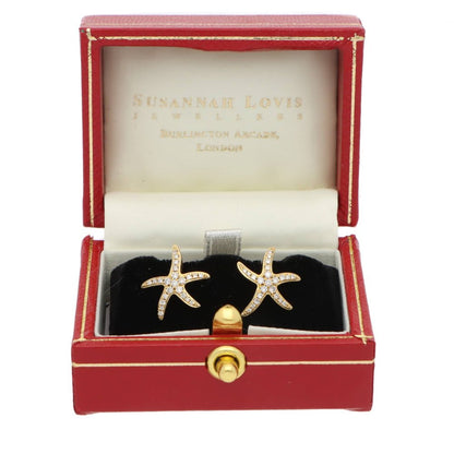 Modern Diamond Starfish Stud Earrings in Yellow Gold