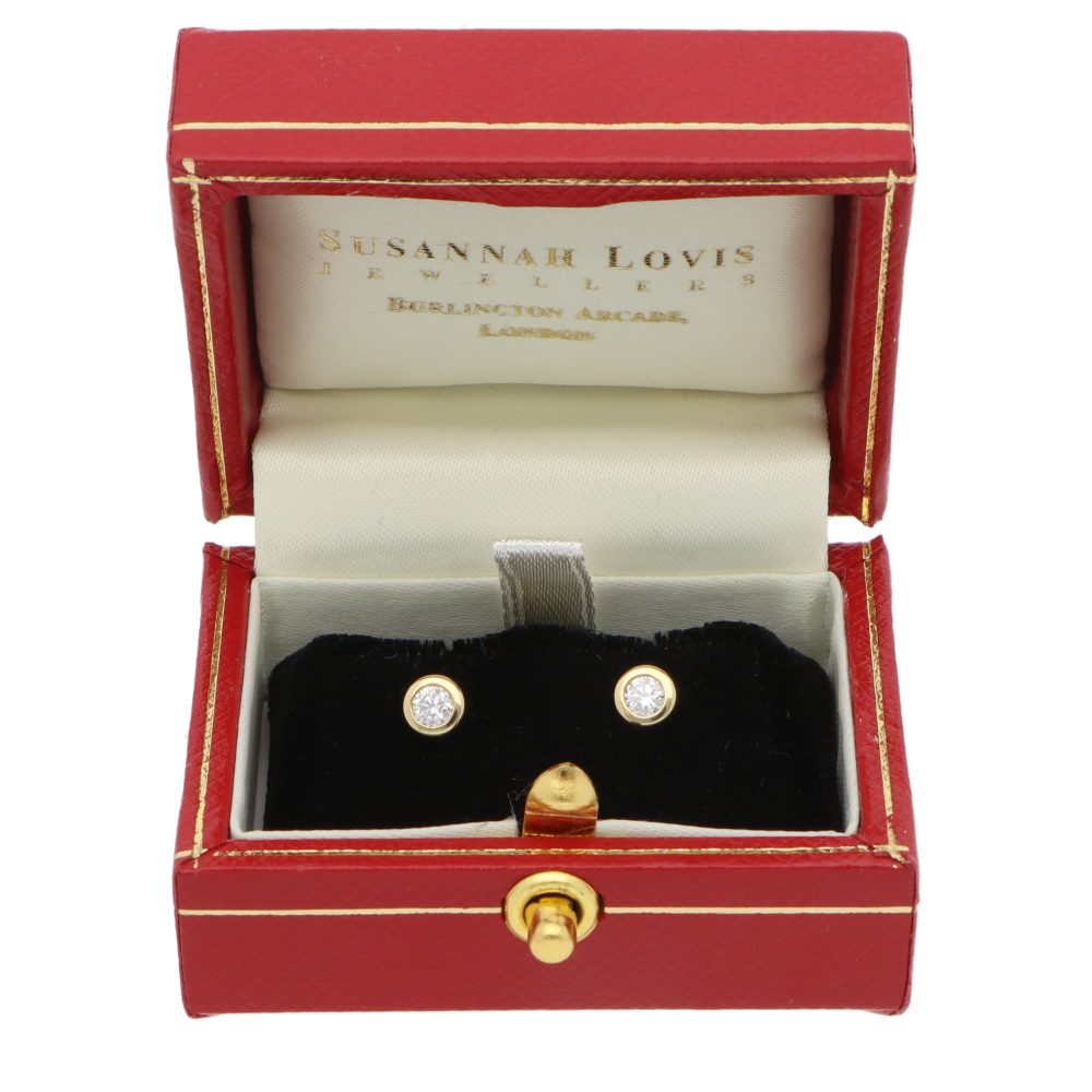 Contemporary Diamond Stud Earrings In 18 Carat Yellow Gold