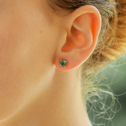 Single Stone 1.15ct Emerald Stud Earrings