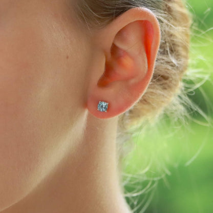 0.89ct Aquamarine Solitaire Stud Earrings