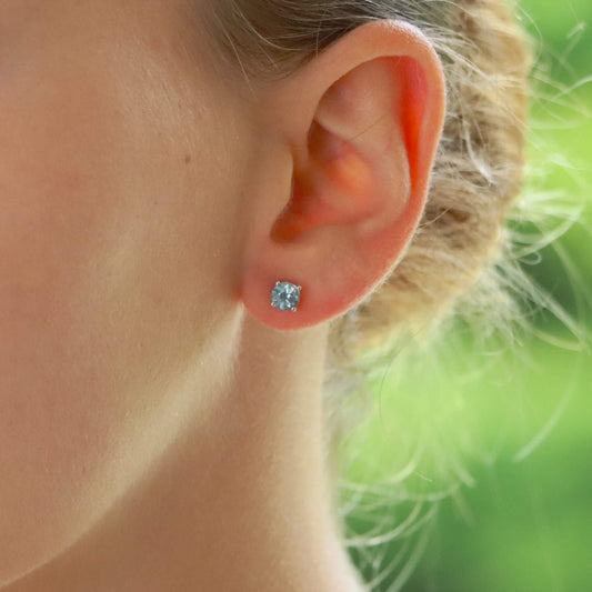 0.89ct Aquamarine Solitaire Stud Earrings