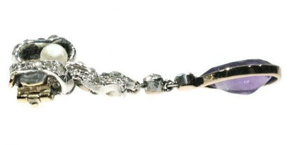 Antique Victorian Diamond, Amethyst and Pearl Bow Brooch