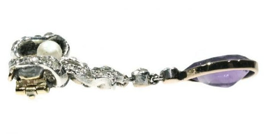 Antique Victorian Diamond, Amethyst and Pearl Bow Brooch