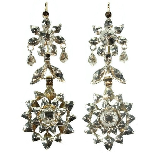 Antique Victorian Rose Cut Diamond Pendant Earrings