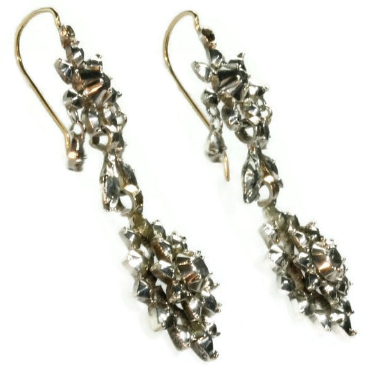 Antique Victorian Rose Cut Diamond Pendant Earrings