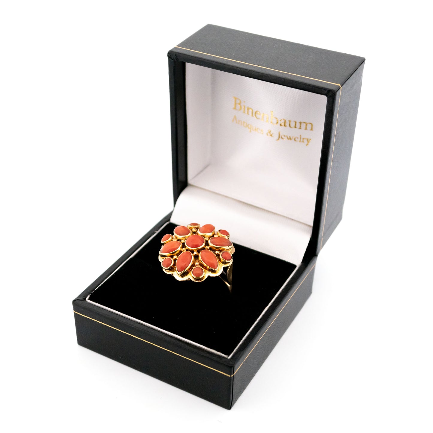 Vintage 14 Carat Yellow Gold Coral Flower Cluster Ring