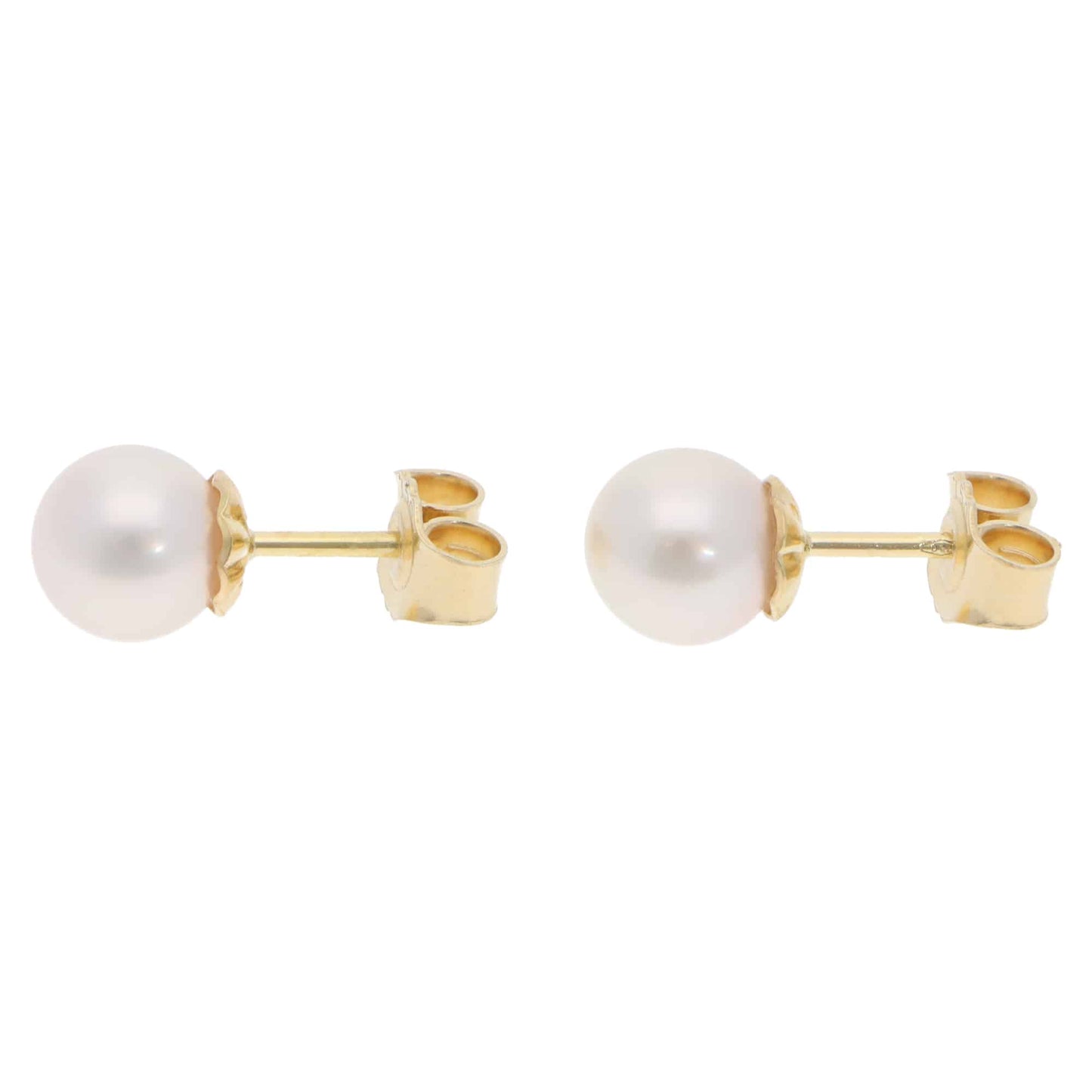 18 Carat Yellow Gold 7.5mm Akoya Pearl Stud Earrings