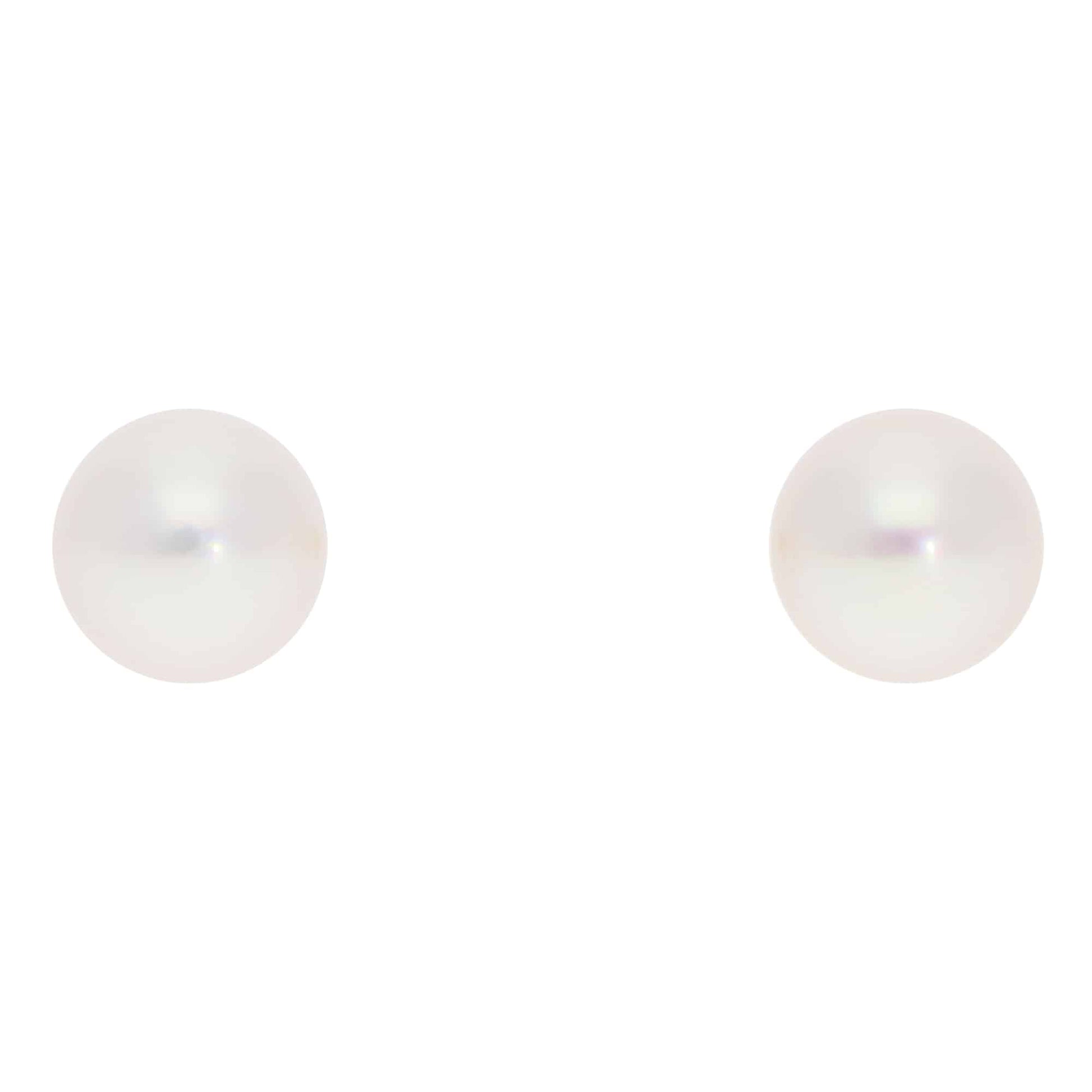 Modern 8mm Akoya Pearl Stud Earrings in Yellow Gold