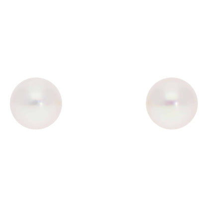 Modern 8mm Akoya Pearl Stud Earrings in Yellow Gold