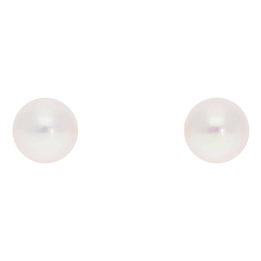 Modern 8mm Akoya Pearl Stud Earrings in Yellow Gold