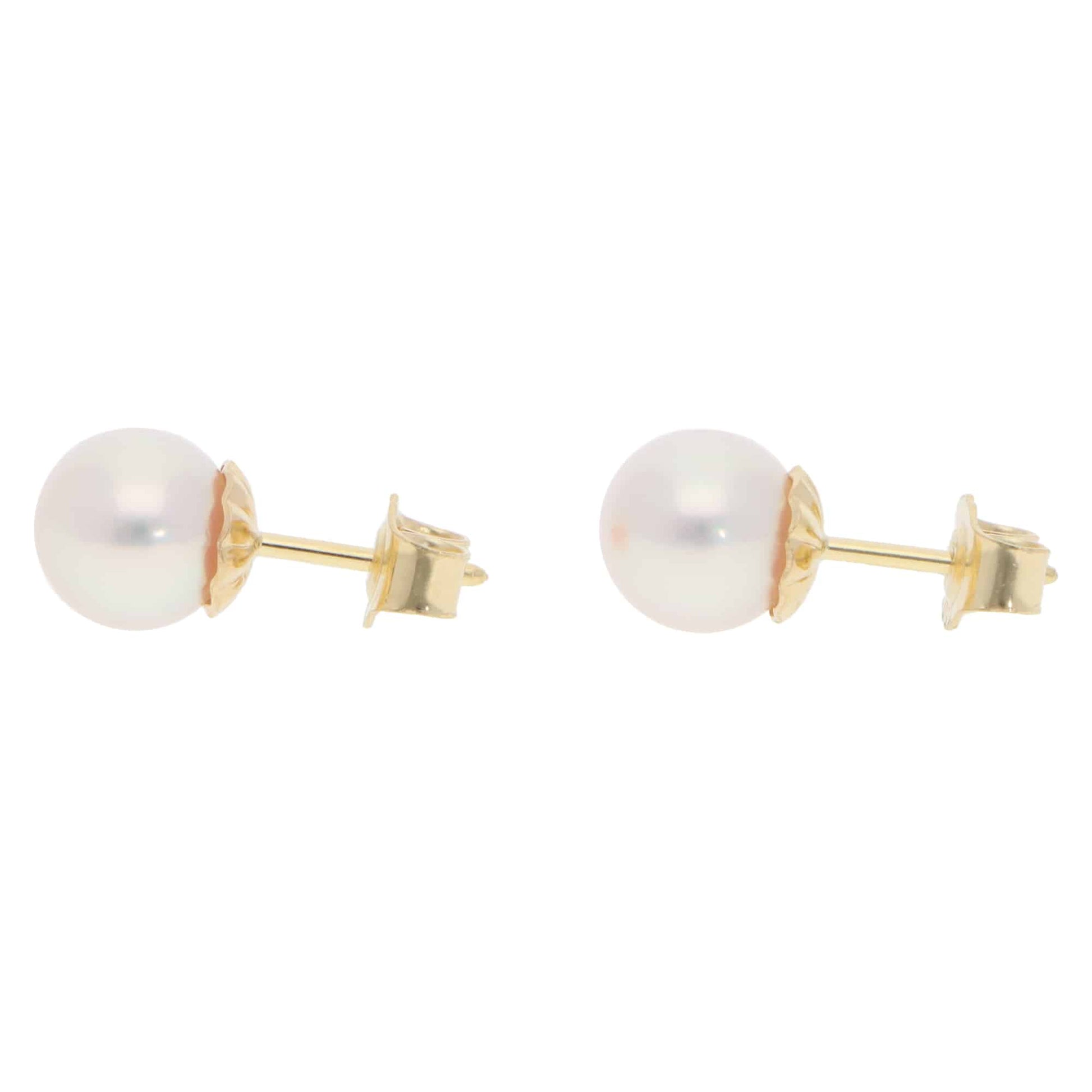 18 Carat Yellow Gold 8.5mm Akoya Pearl Stud Earrings