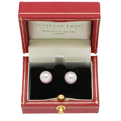 Contemporary Akoya Pearl Stud Earrings In 18 Carat Yellow Gold