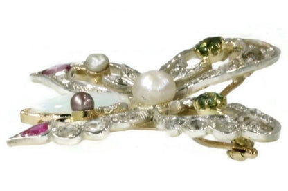 Vintage Gem Set Butterfly Brooch, 18ct Gold