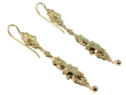 Antique Victorian Gold Pendant Earrings