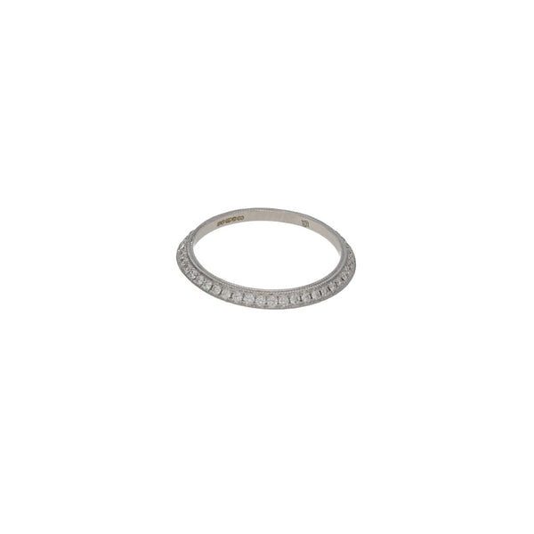 18 Carat White Gold And Diamond Bevel Stacking Ring