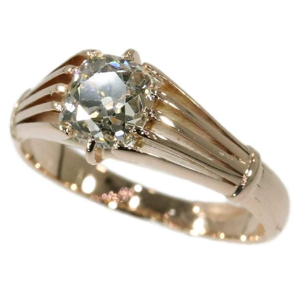 Antique Victorian Old Mine Cushion Cut Diamond Engagement Ring, 18ct Gold