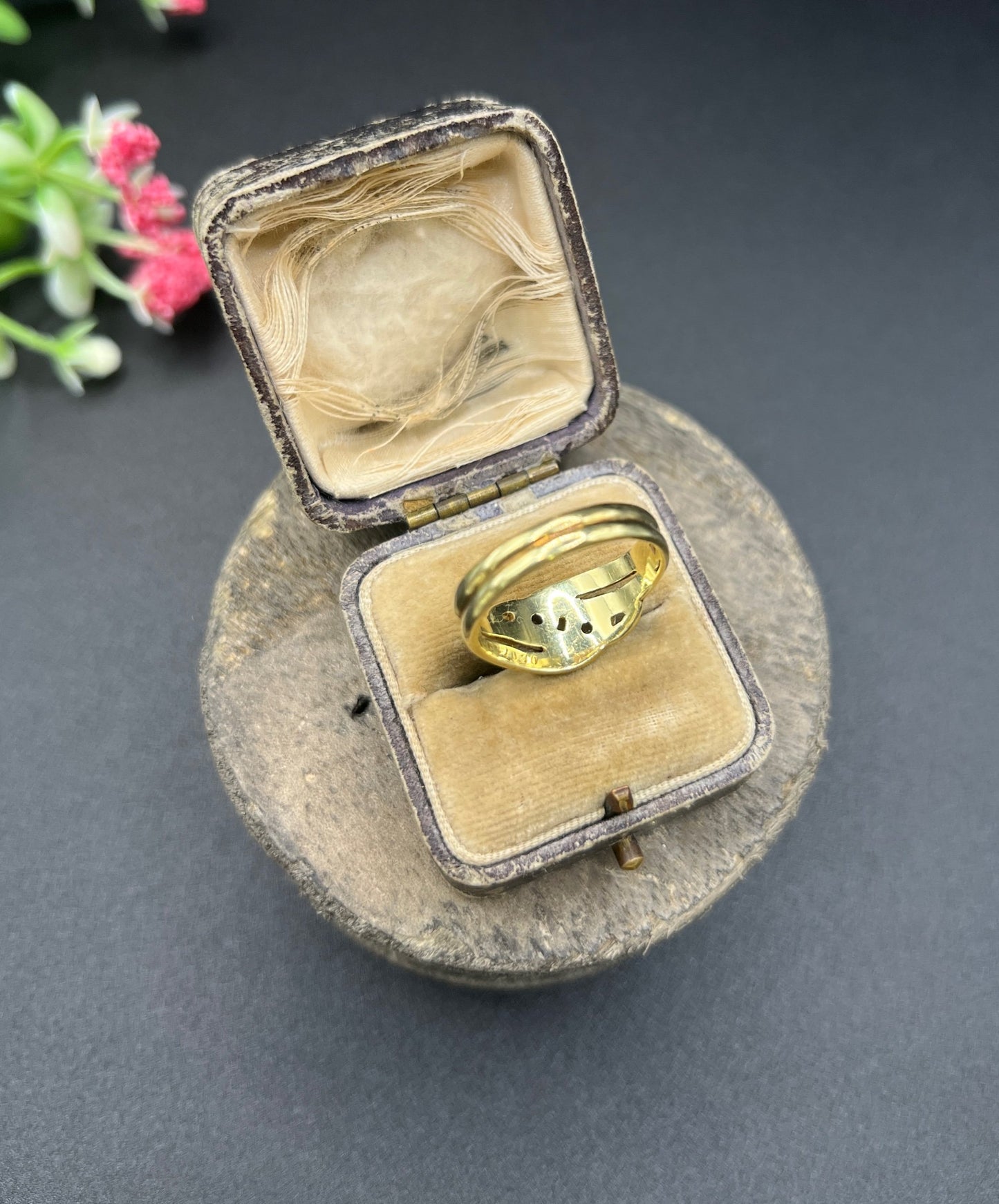 Vintage 14 Carat Yellow Gold Ruby and Diamond Double Headed Snake Ring, Circa 1930