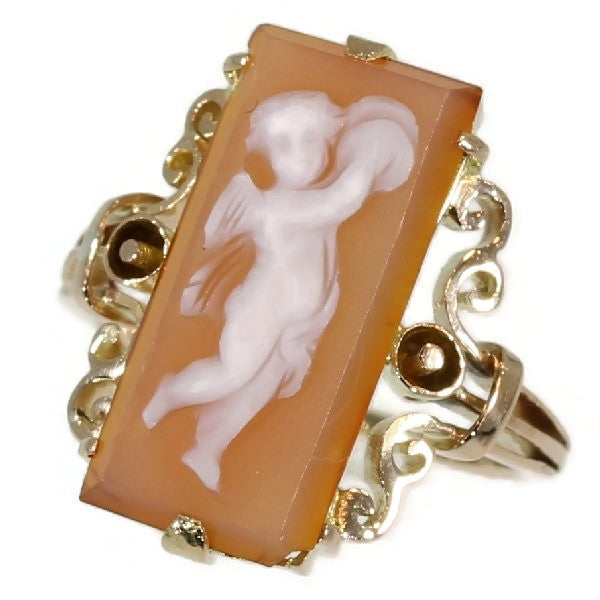 Antique Victorian Angel Cameo Gold Ring