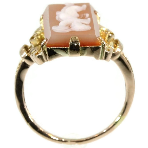 Antique Victorian Angel Cameo Gold Ring