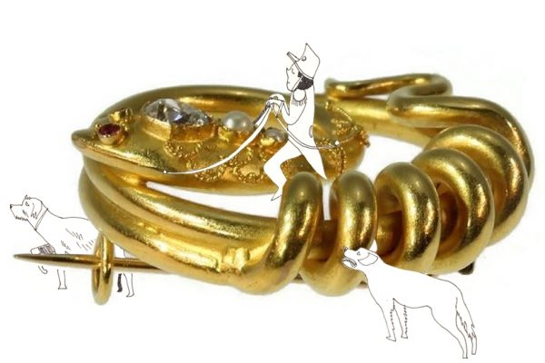 Antique Victorian Diamond and Pearl Set Snake Brooch