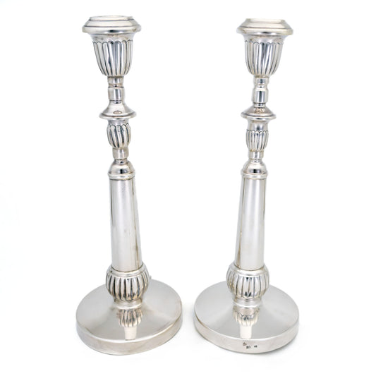 Antique 900 Silver Pair of Empire Style Candlesticks