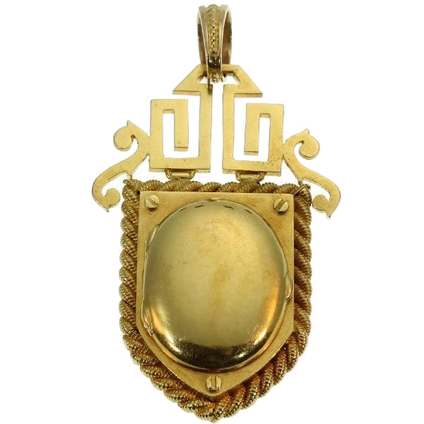 Antique French Victorian 18ct Yellow Gold Turquoise and Diamond Locket