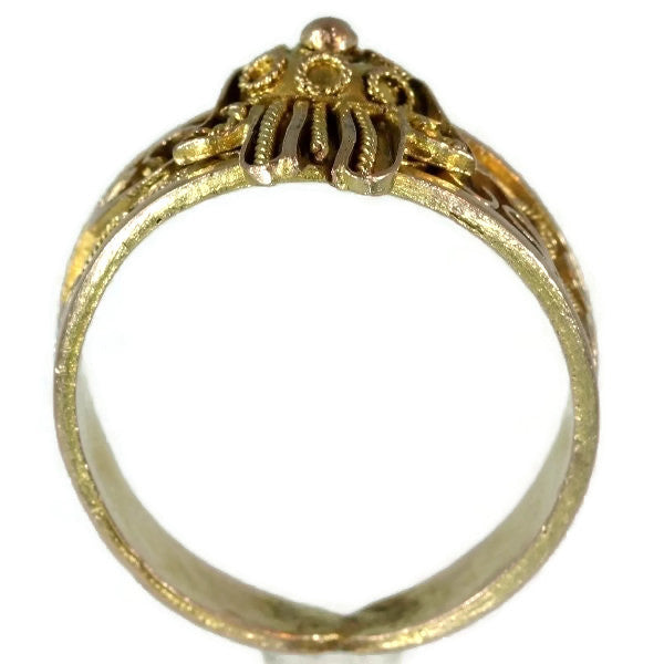 Antique Empire Gold Filigree Hand of Fatima Ring