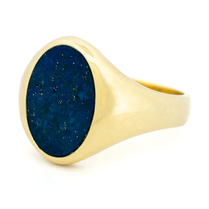 Vintage 14 Carat Yellow Gold Lapis Lazuli Signet Ring