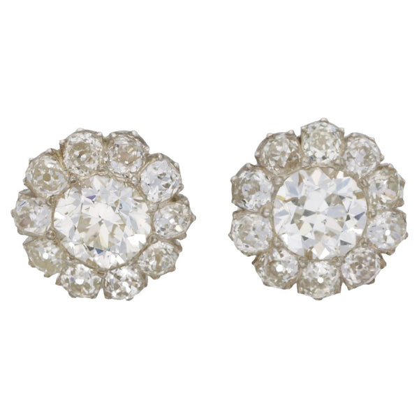 Antique Victorian Diamond Cluster Stud Earrings