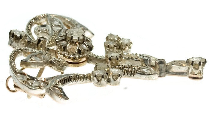 Antique Art Nouveau Rose Cut Diamond Brooch Pendant