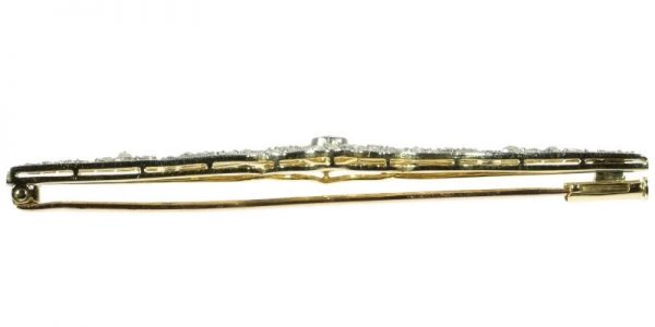 Antique Art Deco Rose Cut Diamond and Sapphire Bar Brooch