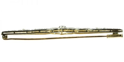 Antique Art Deco Rose Cut Diamond and Sapphire Bar Brooch