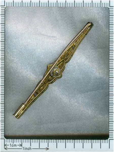 Antique Art Deco Rose Cut Diamond and Sapphire Bar Brooch