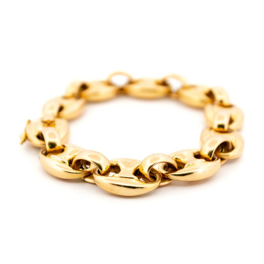 Vintage Bean Link Bracelet In 18 Carat Yellow Gold Coffee