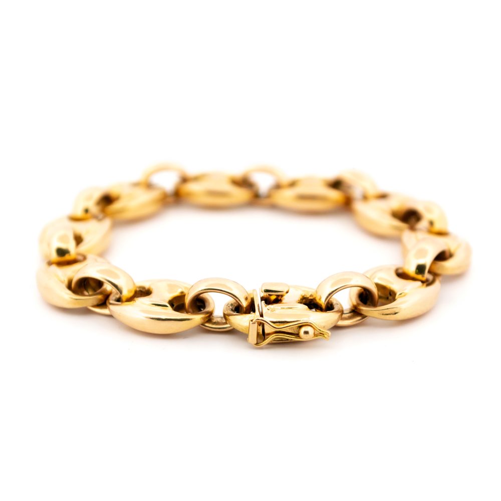 Vintage Bean Link Bracelet In 18 Carat Yellow Gold Coffee