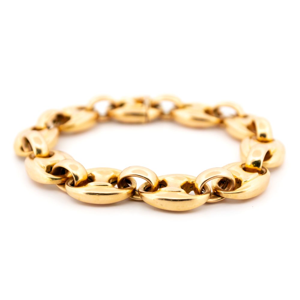Vintage Bean Link Bracelet In 18 Carat Yellow Gold  Coffee