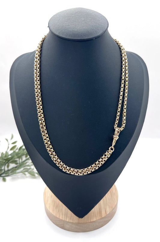 A long rose gold link necklace with swivel clasp