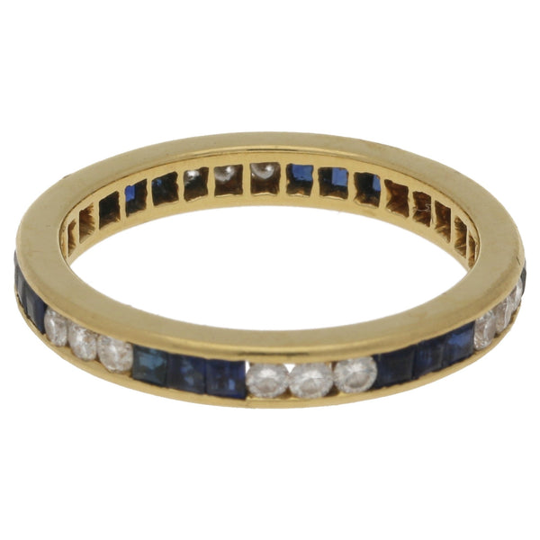 18 Carat Yellow Gold Sapphire And Diamond Eternity Ring
