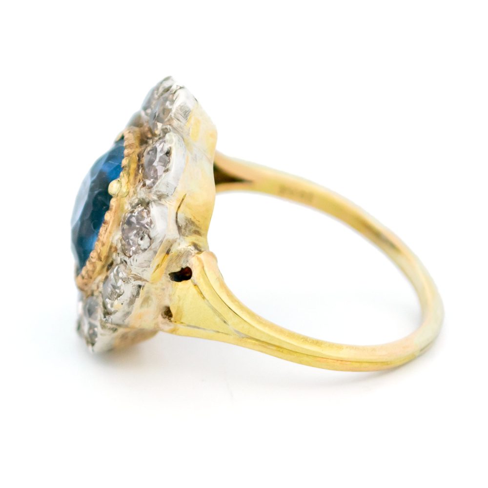 Victorian Antique 4.50ct Sapphire and Diamond Cluster Ring