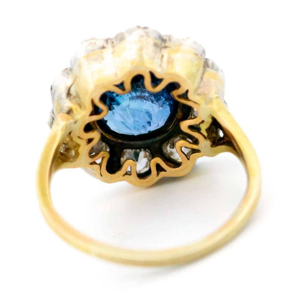 Victorian Antique 4.50ct Sapphire and Diamond Cluster Ring