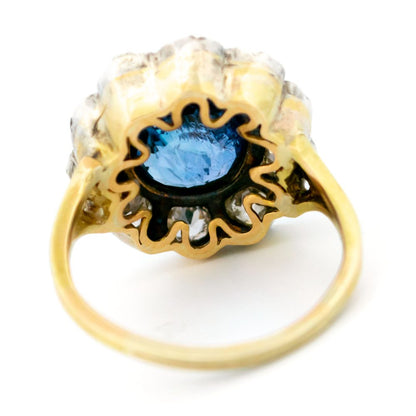 Victorian Antique 4.50ct Sapphire and Diamond Cluster Ring