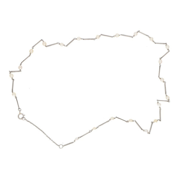 Pearl and Diamond Platinum Chain Necklace