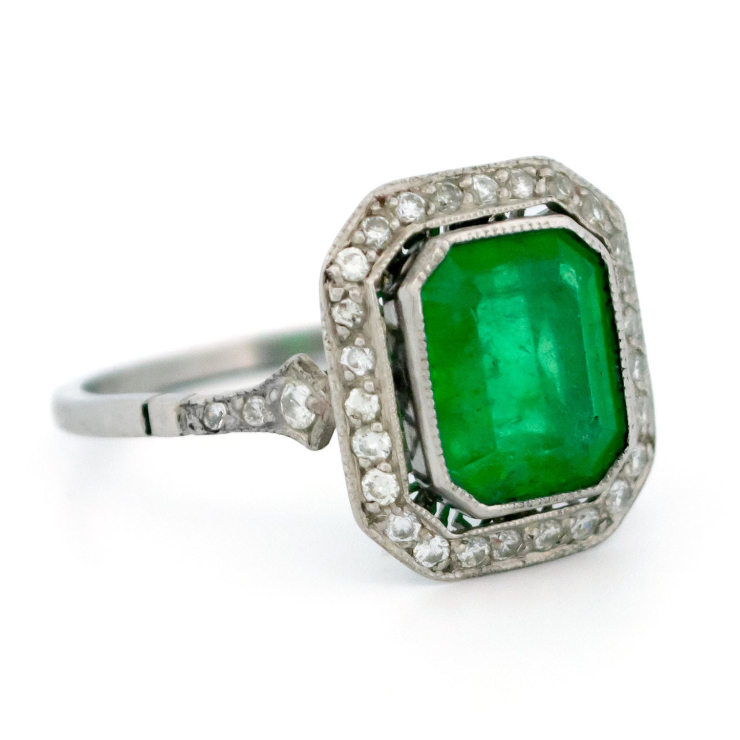 Vintage Platinum, Emerald and Diamond Ring, 1.65 Carats
