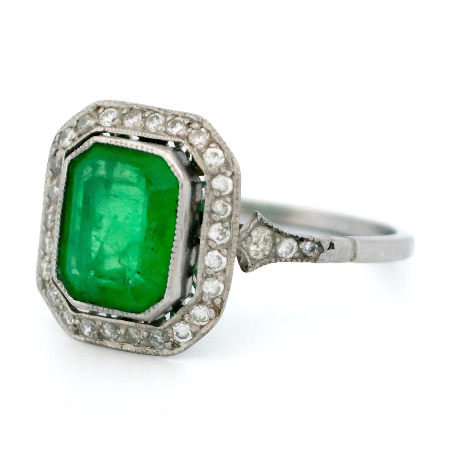 Vintage Platinum, Emerald and Diamond Ring, 1.65 Carats