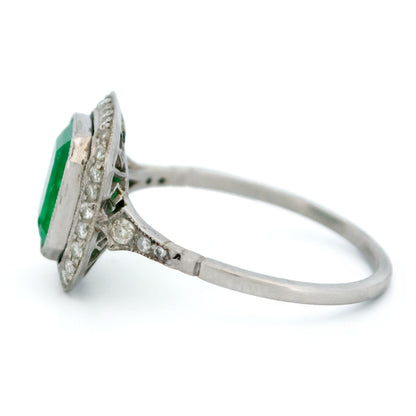 Vintage Platinum, Emerald and Diamond Ring, 1.65 Carats
