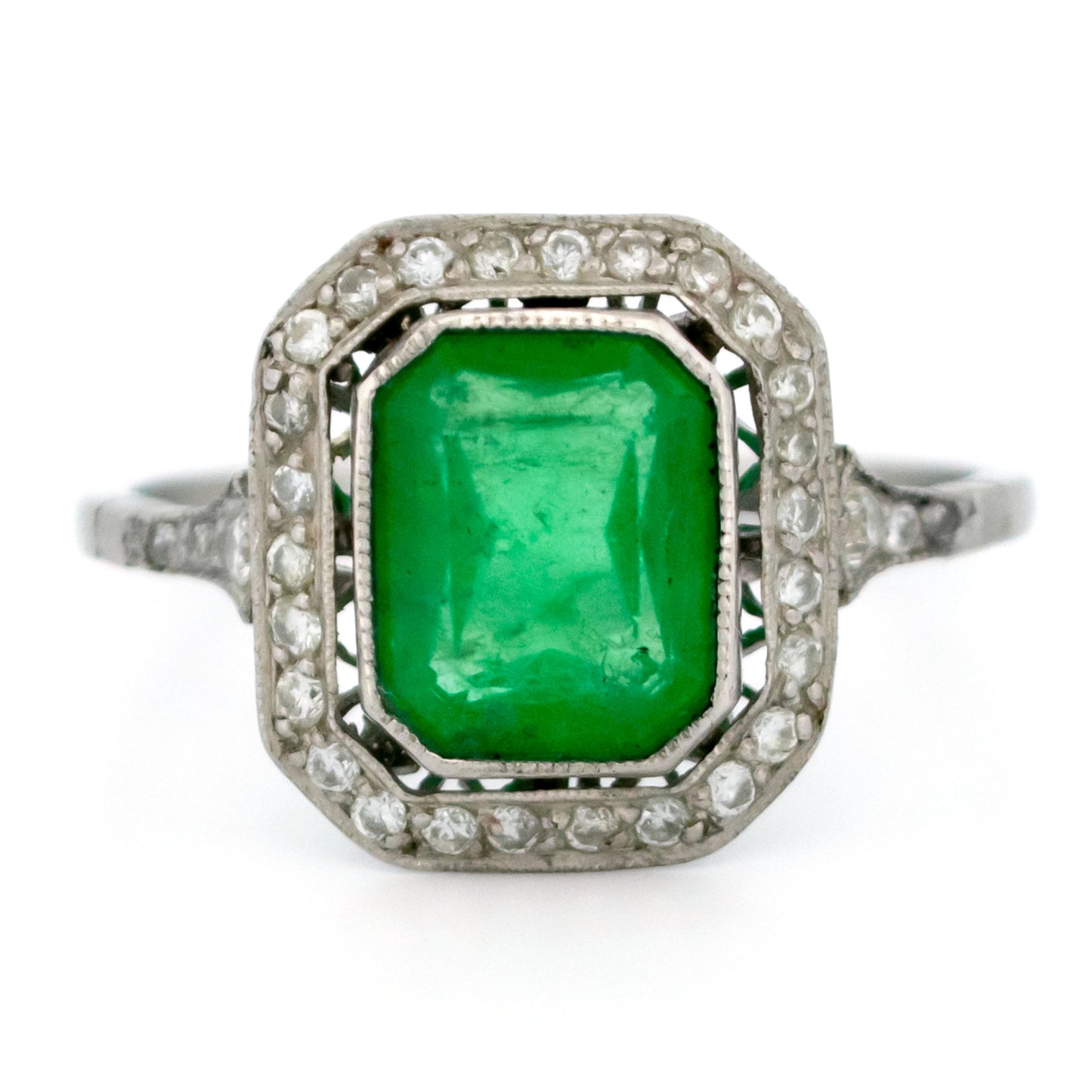 Vintage Platinum, Emerald and Diamond Ring, 1.65 Carats