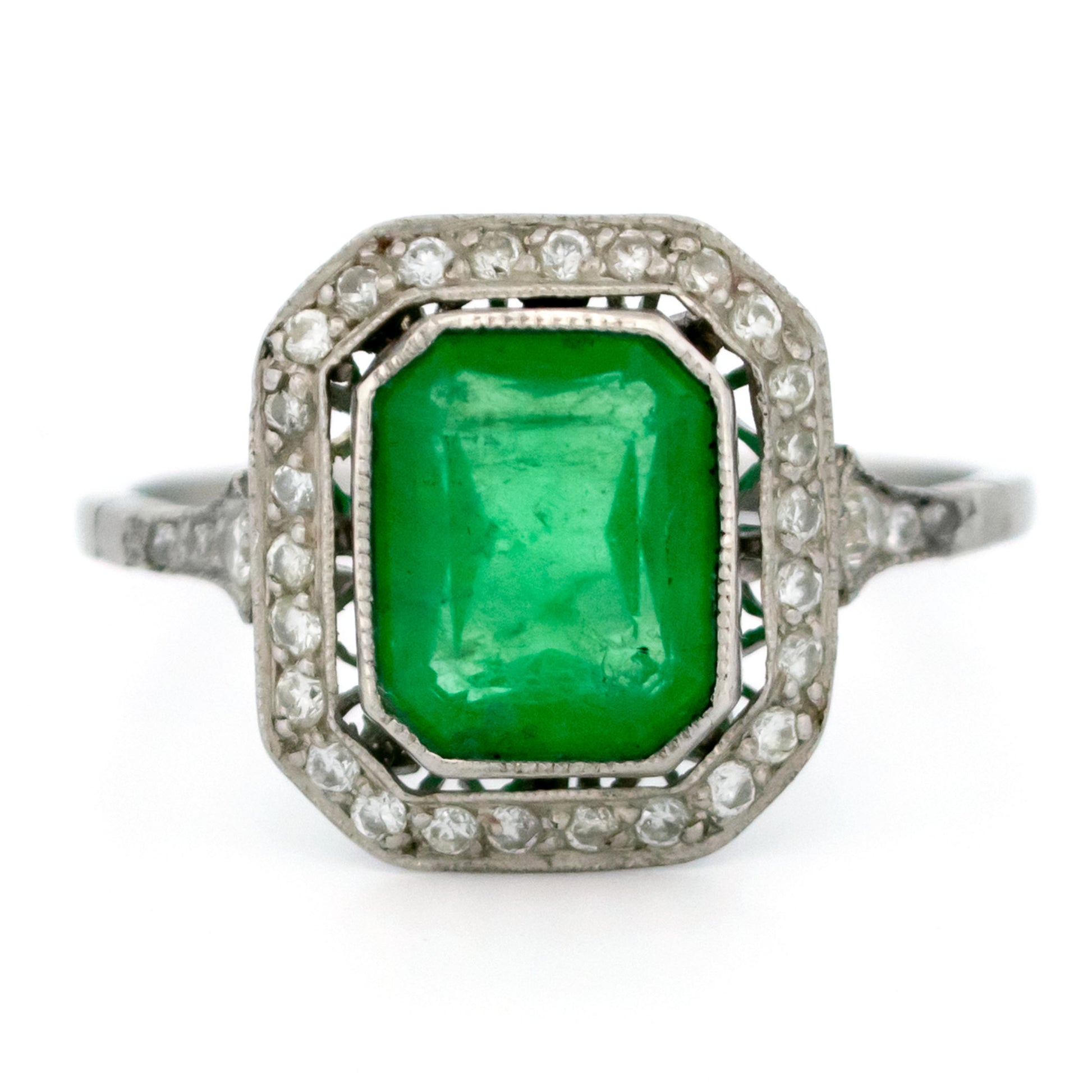 Vintage Platinum, Emerald and Diamond Ring, 1.65 Carats