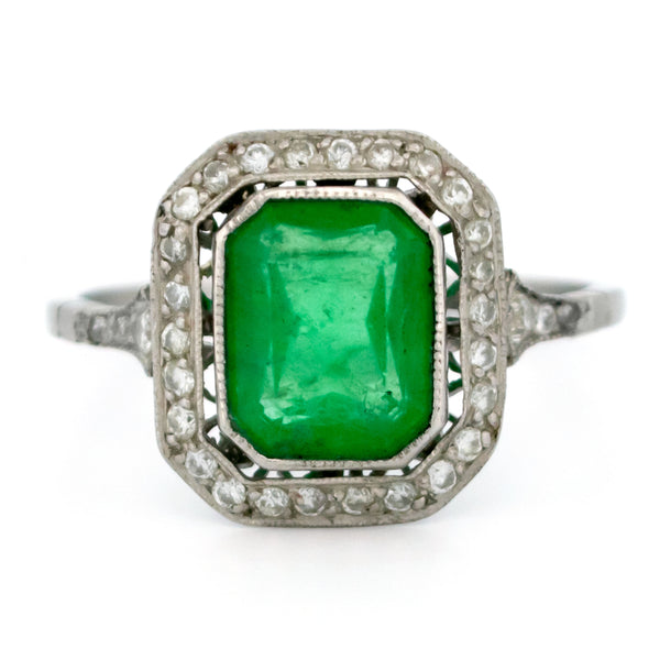 Vintage Platinum, Emerald and Diamond Ring, 1.65 Carats